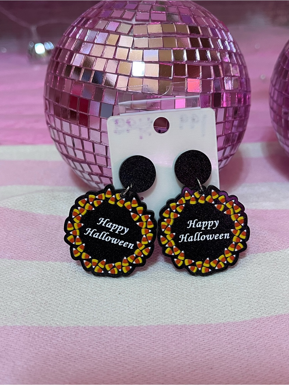 Halloween Candy Corn Drop Earrings - Black